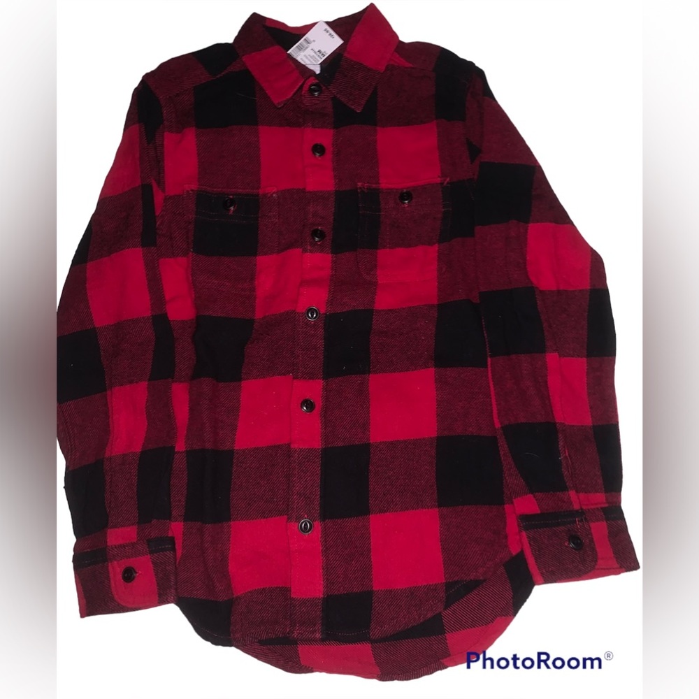 New Boys Flannel Plaid Front Button down Long Sleeve Shirt 100% Cottom
